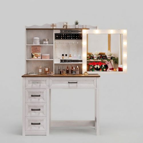 Makeup Vanity with Sliding Mirror