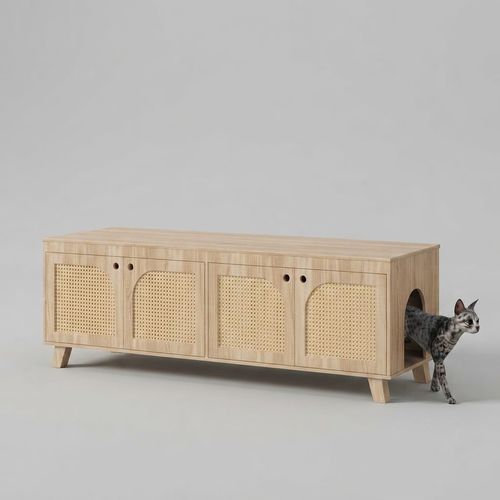 Rattan Cat Litter Box Enclosure