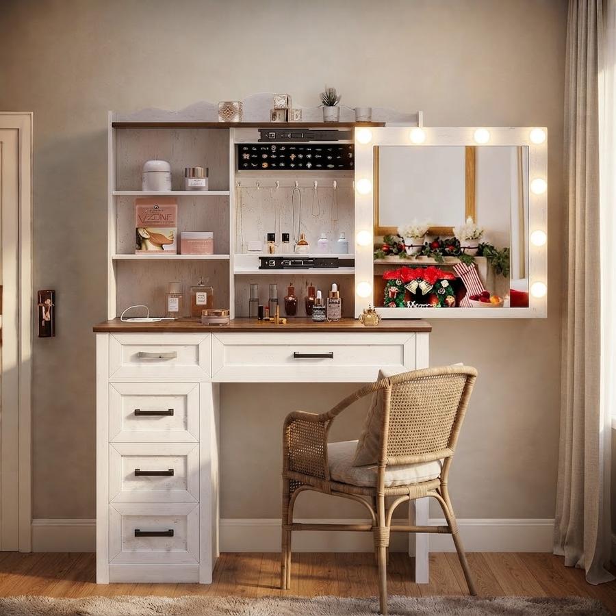 Makeup Vanity with Sliding Mirror